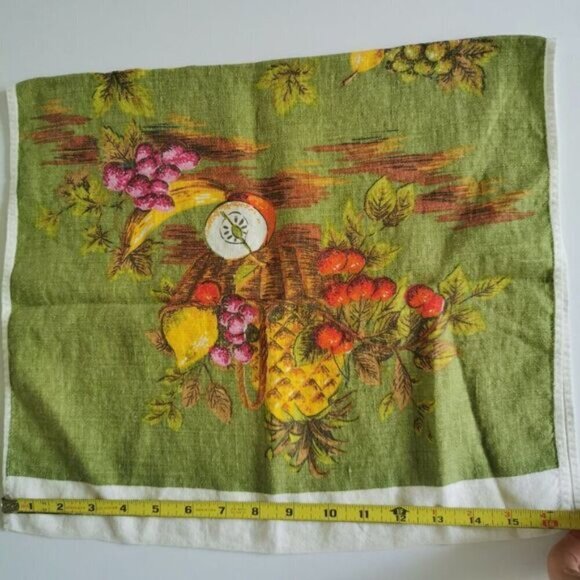 Vintage Fruit Basket Linen Tea Towel, Mid Century Kitchen Decor - Picture 10 of 10